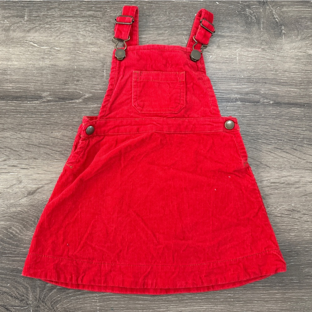 Hanna Andersson 18-24M 80cm red corduroy jumper/overall dress EUC